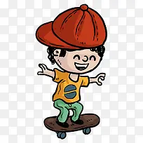 手绘滑板少年-空若网 手绘滑板少年-空若网