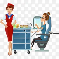 矢量素材卡通空姐乘客-空若网 矢量素材卡通空姐乘客-空若网