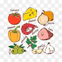 手绘食物矢量素材-空若网 手绘食物矢量素材-空若网