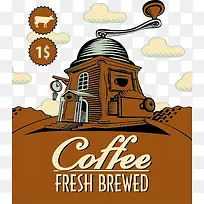 矢量手绘手磨咖啡机-空若网 矢量手绘手磨咖啡机-空若网