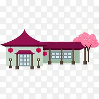 扁平化樱花楼阁-空若网 扁平化樱花楼阁-空若网