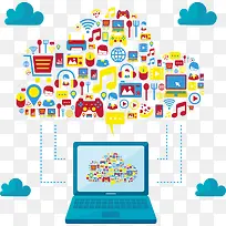 矢量笔记本电脑与云服务-空若网 矢量笔记本电脑与云服务-空若网