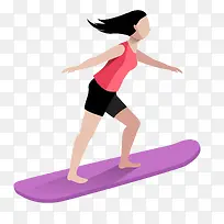 矢量扁平化卡通冲浪女生素材-空若网 矢量扁平化卡通冲浪女生素材-空若网