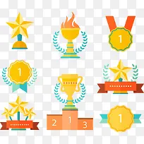 扁平化奖杯和奖牌-空若网 扁平化奖杯和奖牌-空若网
