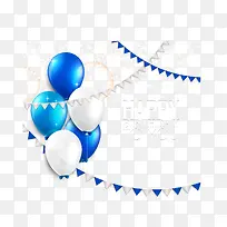 精美蓝白气球生日贺卡矢量素材-空若网 精美蓝白气球生日贺卡矢量素材-空若网