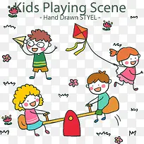 素描儿童游戏矢量素材-空若网 素描儿童游戏矢量素材-空若网