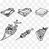 线绘快餐食品矢量素材-空若网 线绘快餐食品矢量素材-空若网