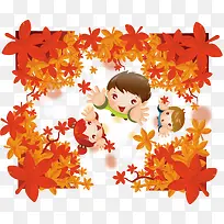儿童矢量插画素材秋天-空若网 儿童矢量插画素材秋天-空若网