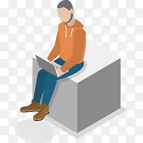 坐着男生矢量素材-空若网 坐着男生矢量素材-空若网