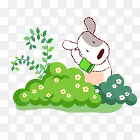 绿色花草小狗可爱-空若网 绿色花草小狗可爱-空若网