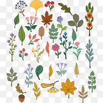 矢量手绘卡通树叶-空若网 矢量手绘卡通树叶-空若网