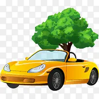 汽车黄色跑车矢量素材-空若网 汽车黄色跑车矢量素材-空若网