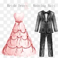 水彩绘新人服装矢量素材-空若网 水彩绘新人服装矢量素材-空若网