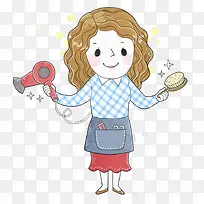 拿吹风机的女孩图-空若网 拿吹风机的女孩图-空若网