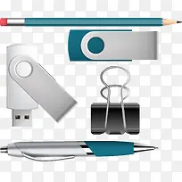 矢量商务U盘夹子办公文具素材-空若网 矢量商务U盘夹子办公文具素材-空若网