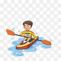 矢量卡通男孩划船插画-空若网 矢量卡通男孩划船插画-空若网