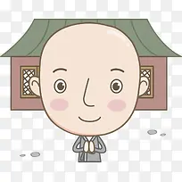 手绘大头和尚-空若网 手绘大头和尚-空若网