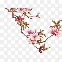 手绘桃花树枝古风素材-空若网 手绘桃花树枝古风素材-空若网