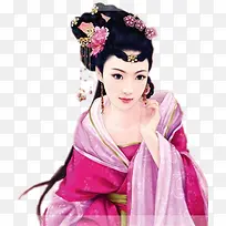 手绘古风红上衣女子-空若网 手绘古风红上衣女子-空若网