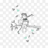 树枝上的女孩-空若网 树枝上的女孩-空若网