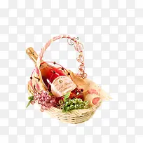 圣诞节装饰花篮红酒免抠图素材-空若网 圣诞节装饰花篮红酒免抠图素材-空若网