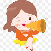 手绘喇叭女孩-空若网 手绘喇叭女孩-空若网
