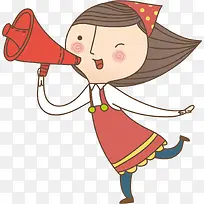 手绘喇叭女孩-空若网 手绘喇叭女孩-空若网