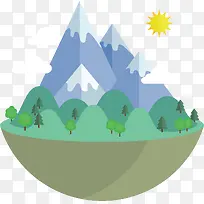 扁平化风景矢量插画素材-空若网 扁平化风景矢量插画素材-空若网
