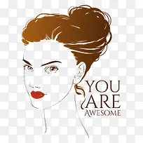 女人头像插画素材矢量-空若网 女人头像插画素材矢量-空若网