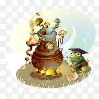 青蛙火炉儿童插画矢量-空若网 青蛙火炉儿童插画矢量-空若网