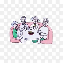卡通家人吃饭-空若网 卡通家人吃饭-空若网