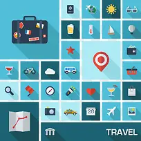 扁平化设计的旅游创意图标-空若网 扁平化设计的旅游创意图标-空若网