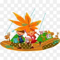 儿童下雨插画-空若网 儿童下雨插画-空若网