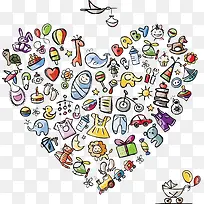 卡通心形动物玩具背景-空若网 卡通心形动物玩具背景-空若网