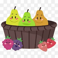 可爱水果和水果篮子矢量图-空若网 可爱水果和水果篮子矢量图-空若网