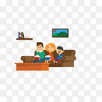 矢量彩色看电视的一家子-空若网 矢量彩色看电视的一家子-空若网