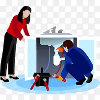 矢量扁平化下水道维修-空若网 矢量扁平化下水道维修-空若网