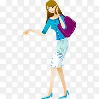 卡通时尚美女接电话-空若网 卡通时尚美女接电话-空若网