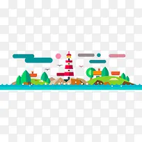 扁平化城市景色矢量图-空若网 扁平化城市景色矢量图-空若网