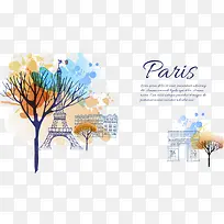 矢量树木和埃菲尔铁塔-空若网 矢量树木和埃菲尔铁塔-空若网