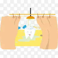 卡通牙齿洗澡插图矢量图-空若网 卡通牙齿洗澡插图矢量图-空若网