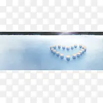 蓝色雪地爱心蜡烛-空若网 蓝色雪地爱心蜡烛-空若网