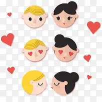 3对可爱情侣头像矢量素材-空若网 3对可爱情侣头像矢量素材-空若网