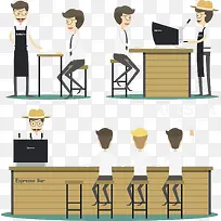 矢量手绘卡通点餐员-空若网 矢量手绘卡通点餐员-空若网