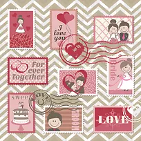 矢量爱情邮票素材-空若网 矢量爱情邮票素材-空若网