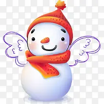 手绘可爱紫色翅膀小雪人-空若网 手绘可爱紫色翅膀小雪人-空若网