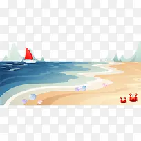 卡通手绘海边沙滩图片-空若网 卡通手绘海边沙滩图片-空若网