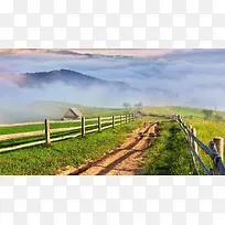 唯美围栏黄泥路摄影图-空若网 唯美围栏黄泥路摄影图-空若网