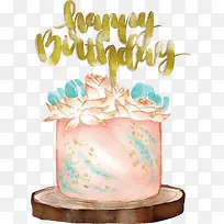 粉红色水彩手绘生日蛋糕-空若网 粉红色水彩手绘生日蛋糕-空若网