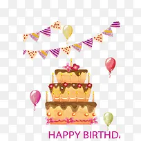 水彩手绘生日蛋糕-空若网 水彩手绘生日蛋糕-空若网